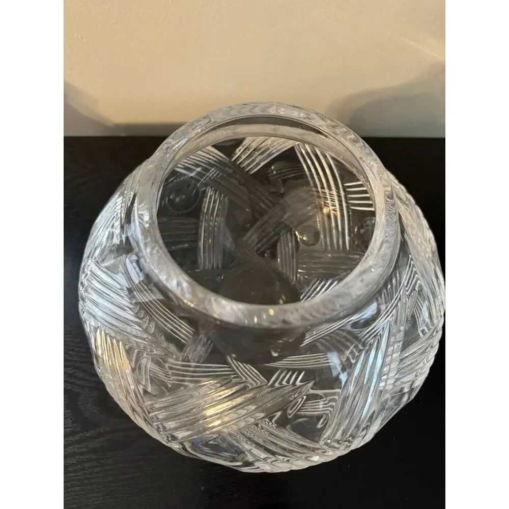 Vintage Bohemian Clear Crystal Vase w/ Unusual Shape